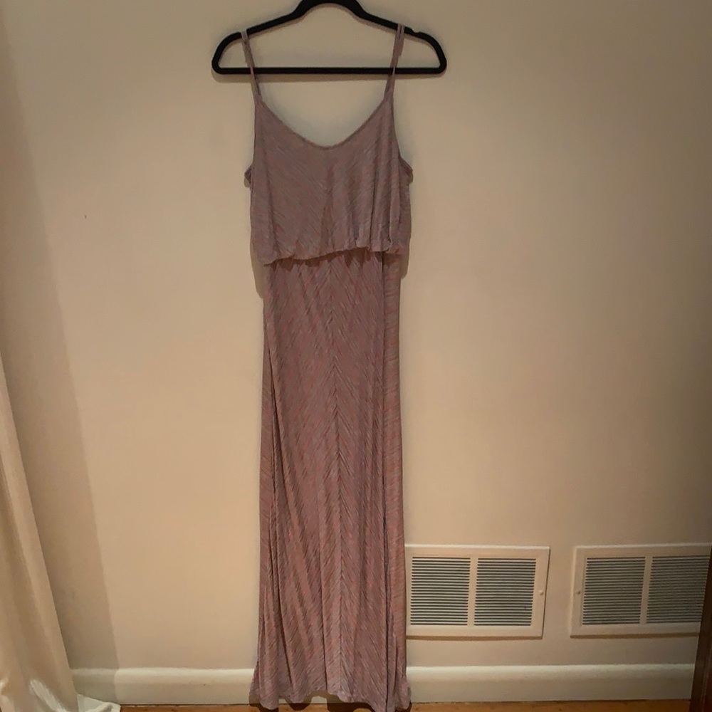 Grey & pink maxi dress